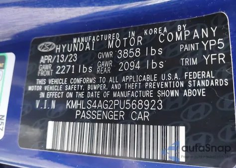 2023 Hyundai Elantra Sel from USA, damaged, VIN KMHLS4AG2PU568923